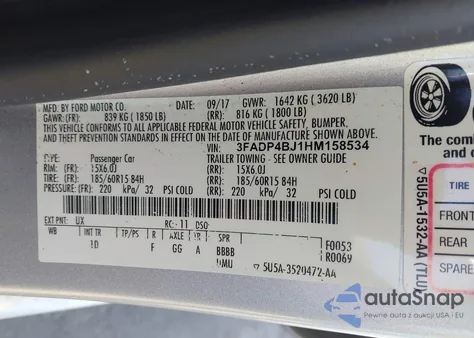 2017 Ford Fiesta Se from USA, damaged, VIN 3FADP4BJ1HM158534